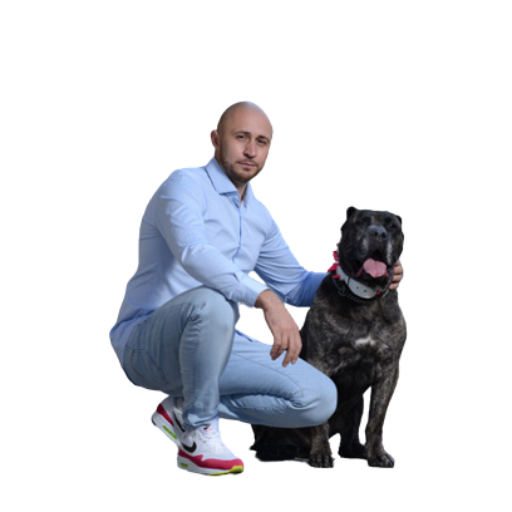 Laurent avec un chien
