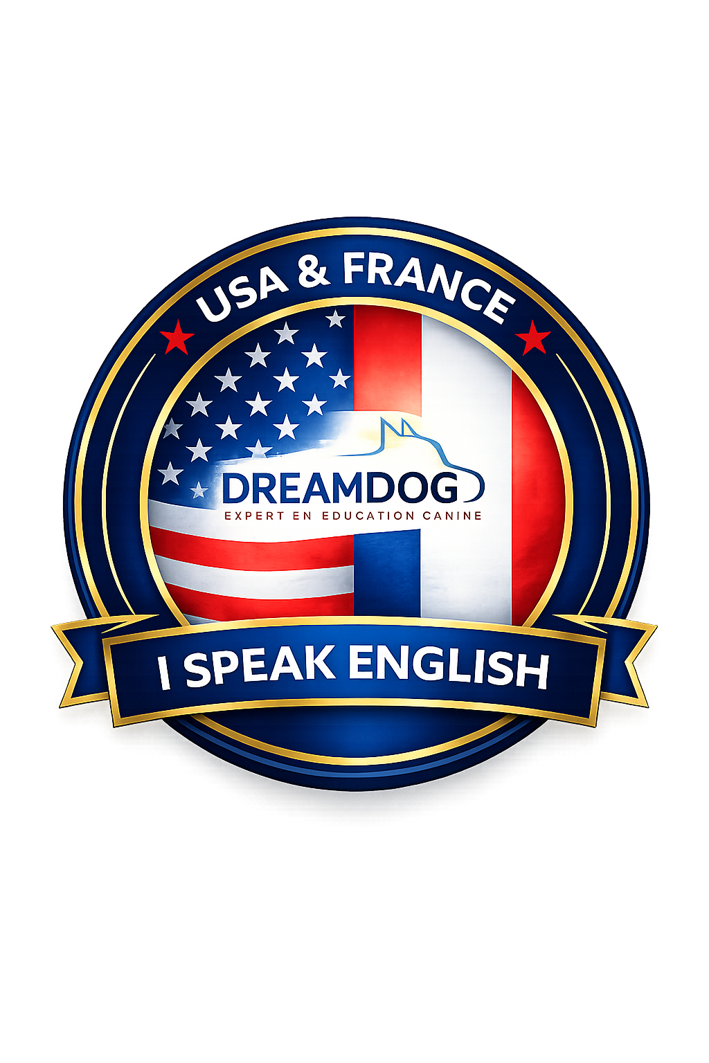 Badge bilingue USA & France - I speak English